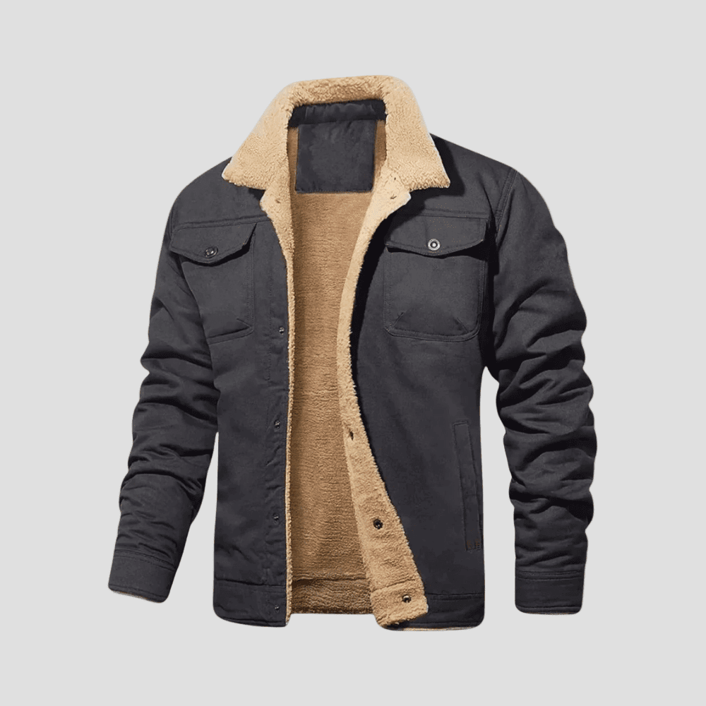Men's Sherpa-Lined Twilled Utility Bomber Jacket