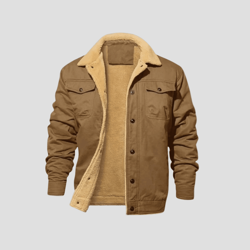 Men's Sherpa-Lined Twilled Utility Bomber Jacket