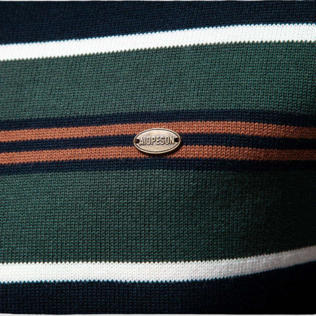  Men's Striped Half-Zip Jumper
