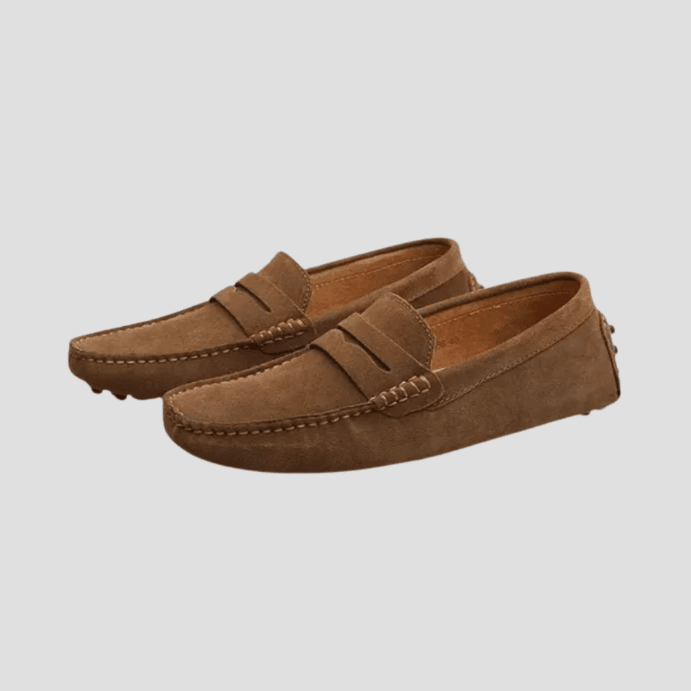 Men's Suede Driving Loafers with Pebble Sole