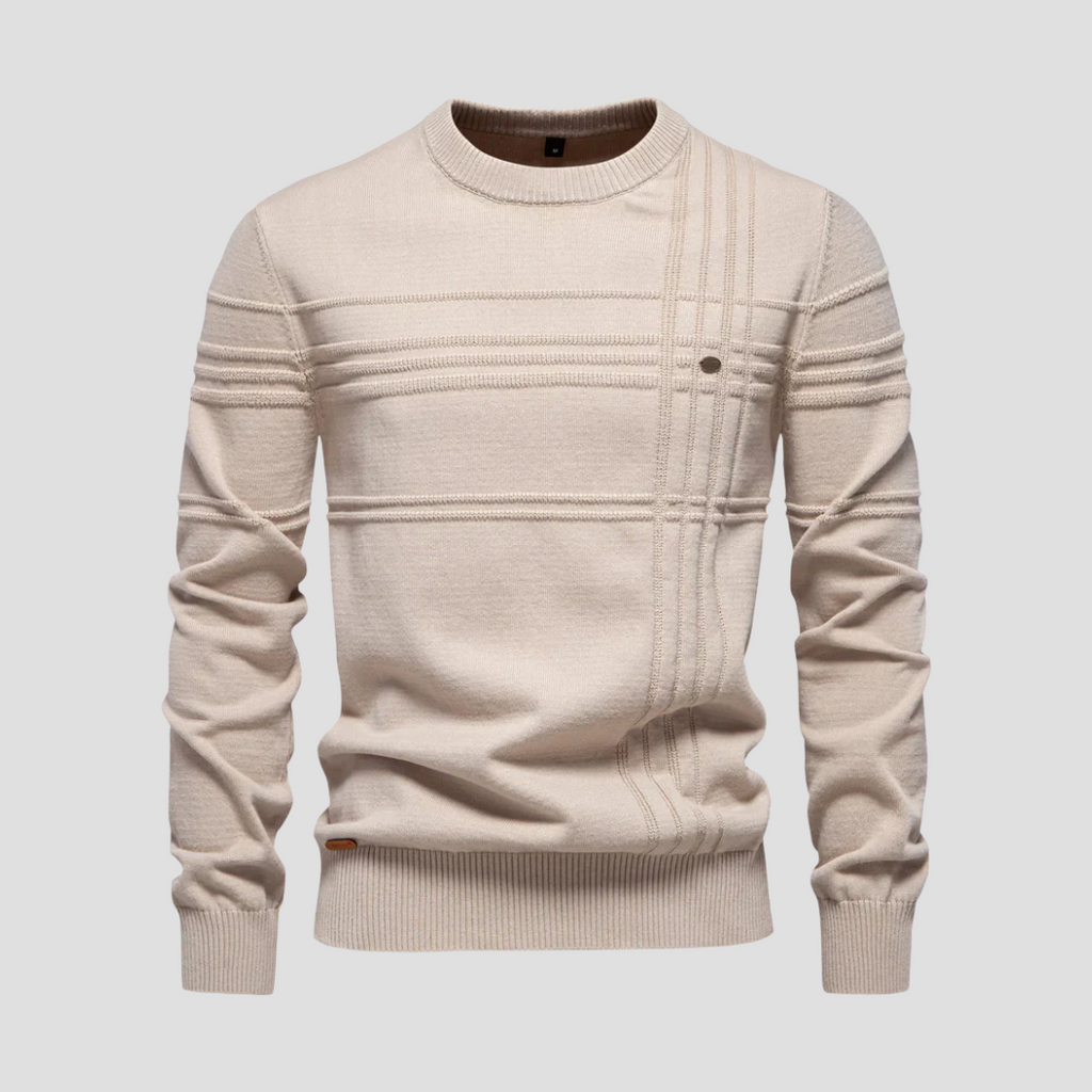  Men's Textured Knit Crew Neck Jumper