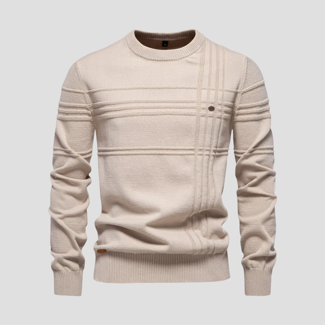  Men's Textured Knit Crew Neck Jumper