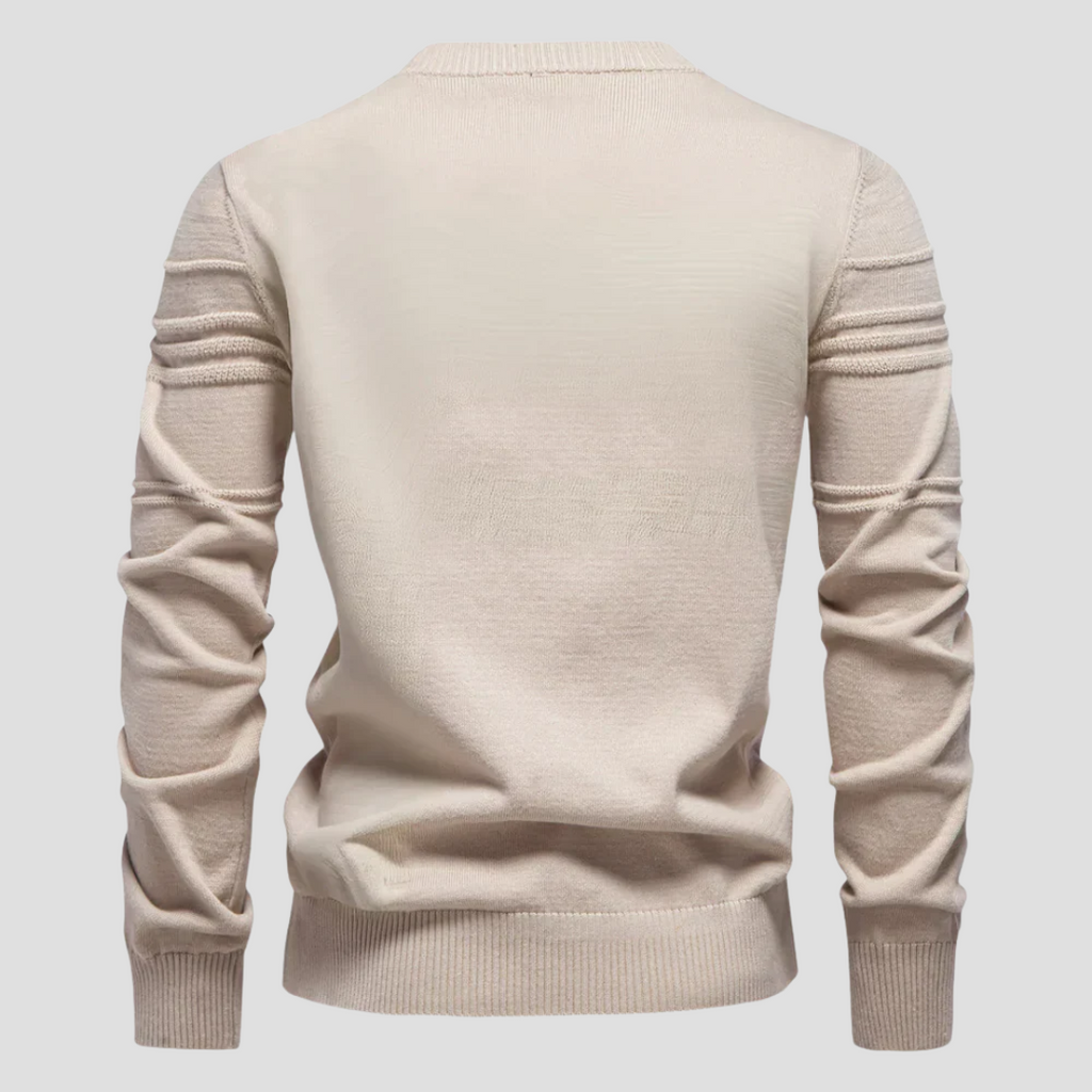  Men's Textured Knit Crew Neck Jumper
