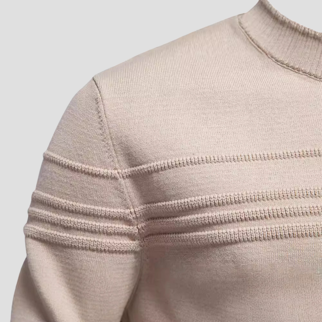  Men's Textured Knit Crew Neck Jumper