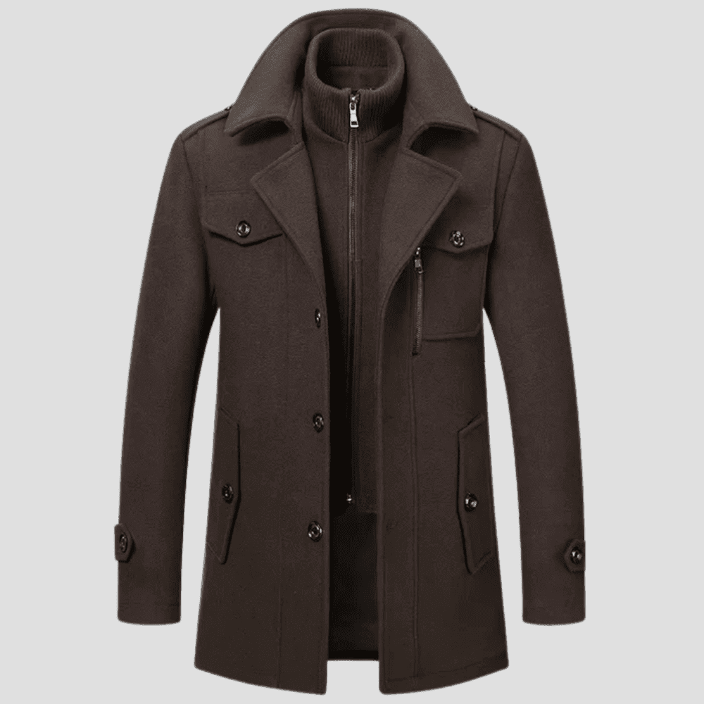 Men's Wool Blend Overcoat with Removable Knit Insert