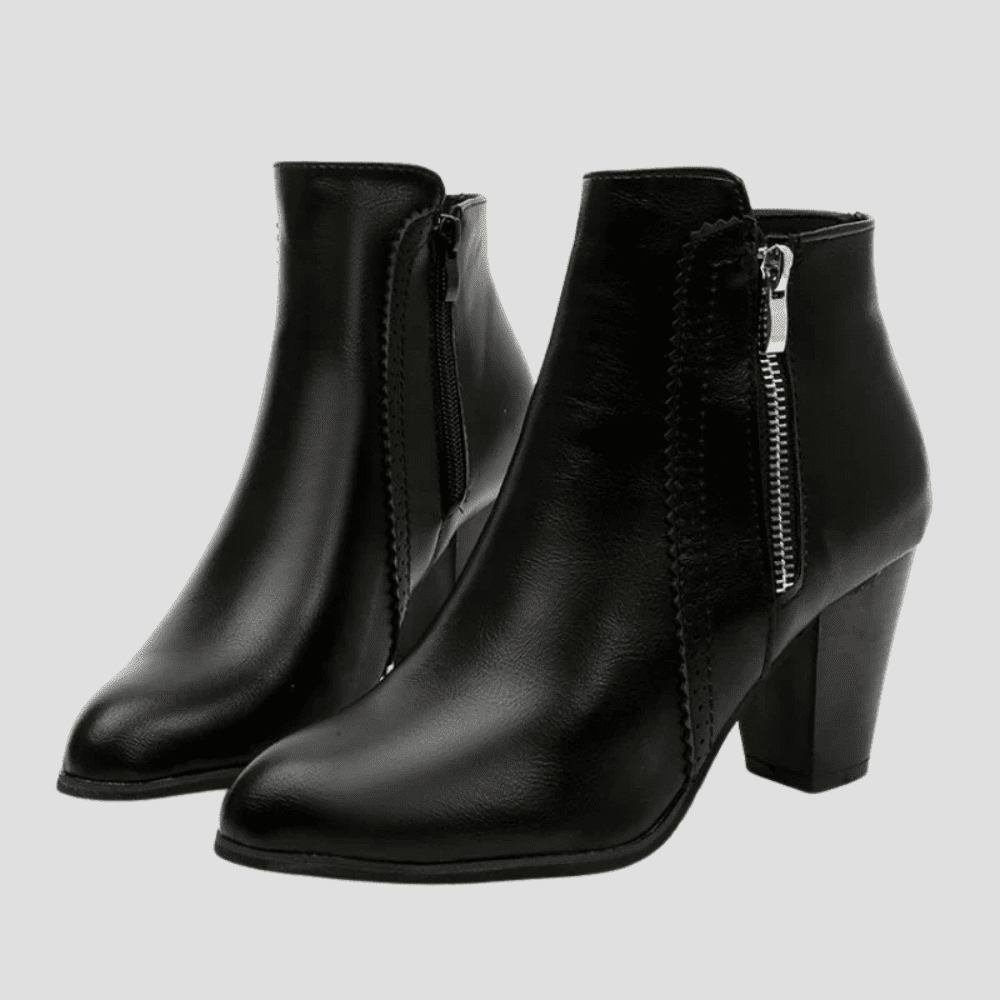 Women's Block Heel Ankle Boot with Polished Finish