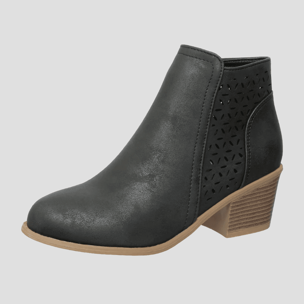 Women's Block Heel Ankle Boots with Distressed Finish