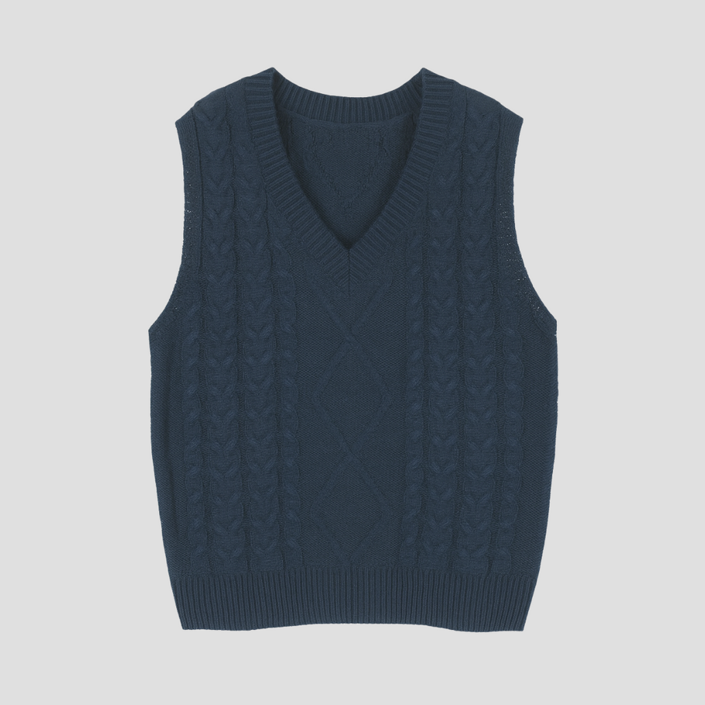  Women's Cable Knit V-Neck Sweater Vest
