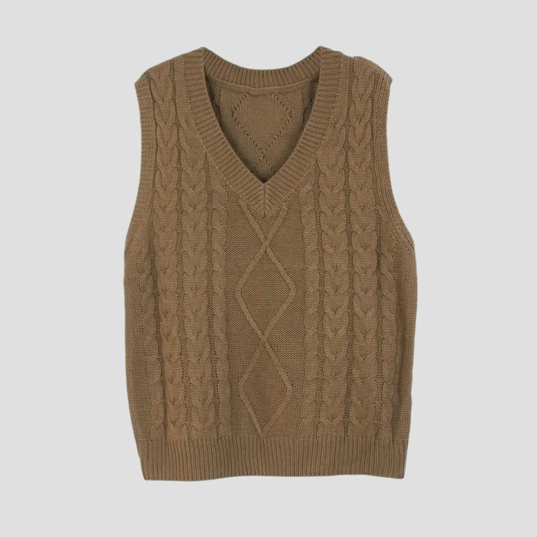  Women's Cable Knit V-Neck Sweater Vest