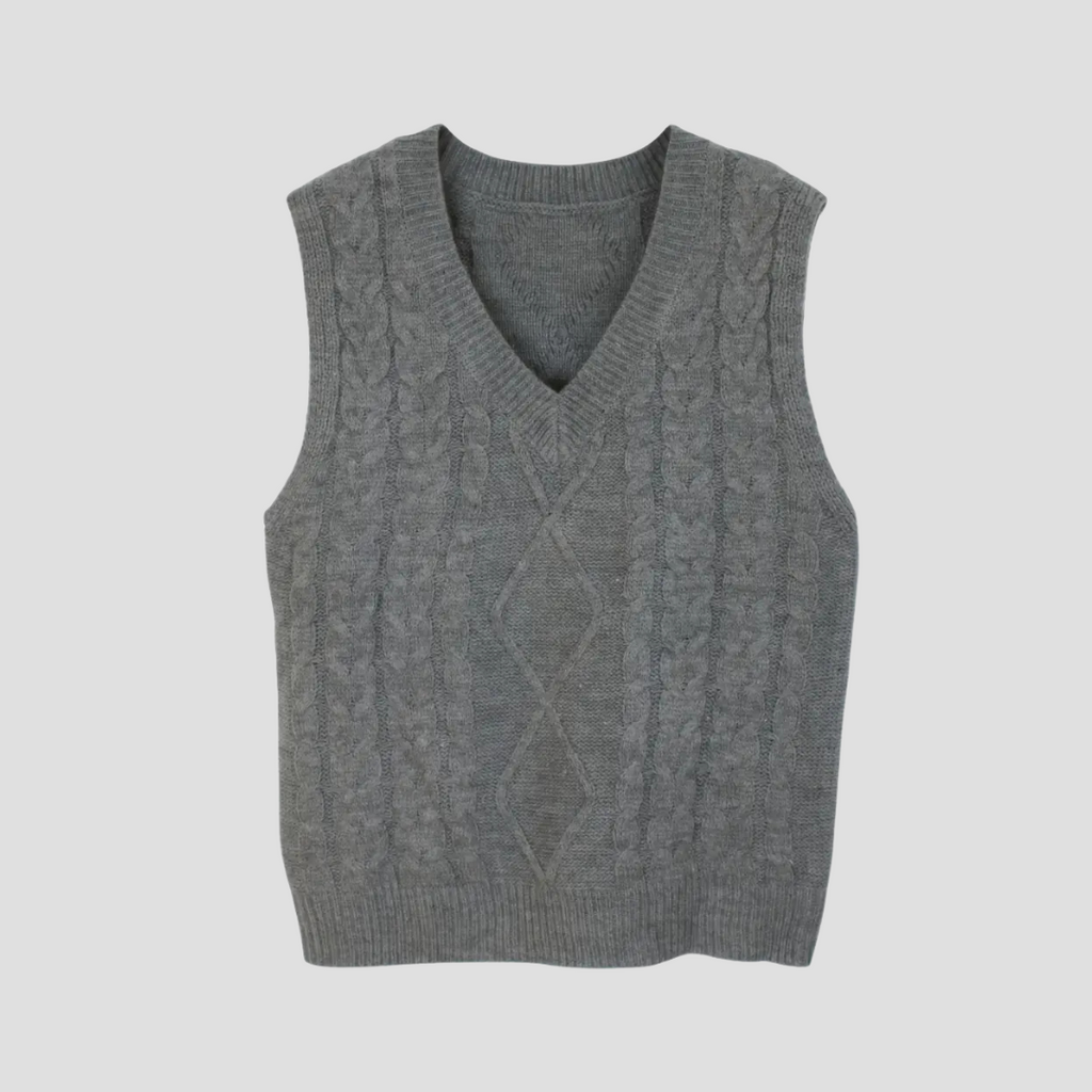  Women's Cable Knit V-Neck Sweater Vest