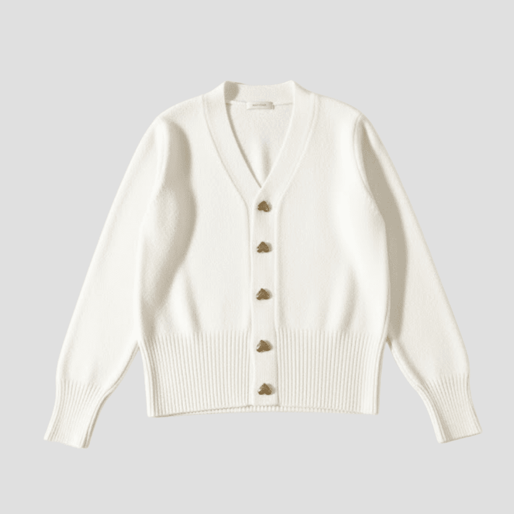 Women's Cozy Knit Cardigan with Heart Buttons