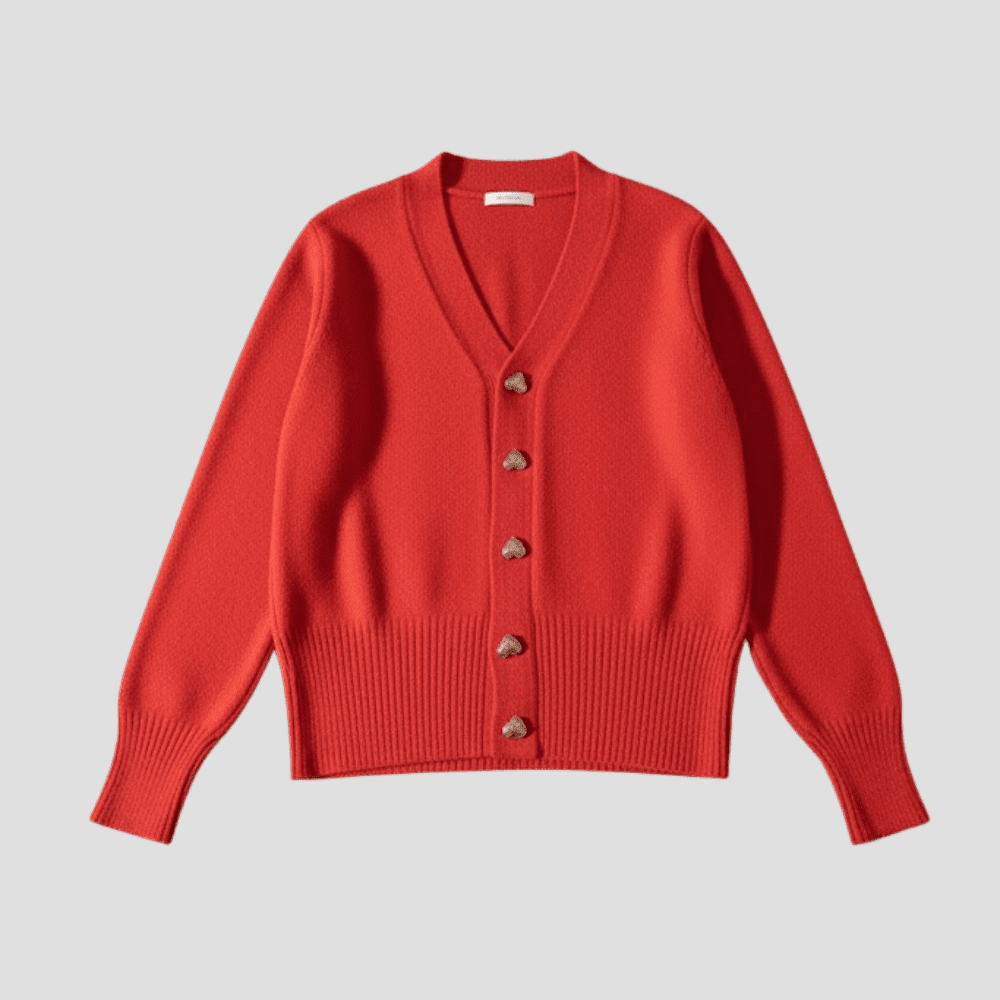 Women's Cozy Knit Cardigan with Heart Buttons