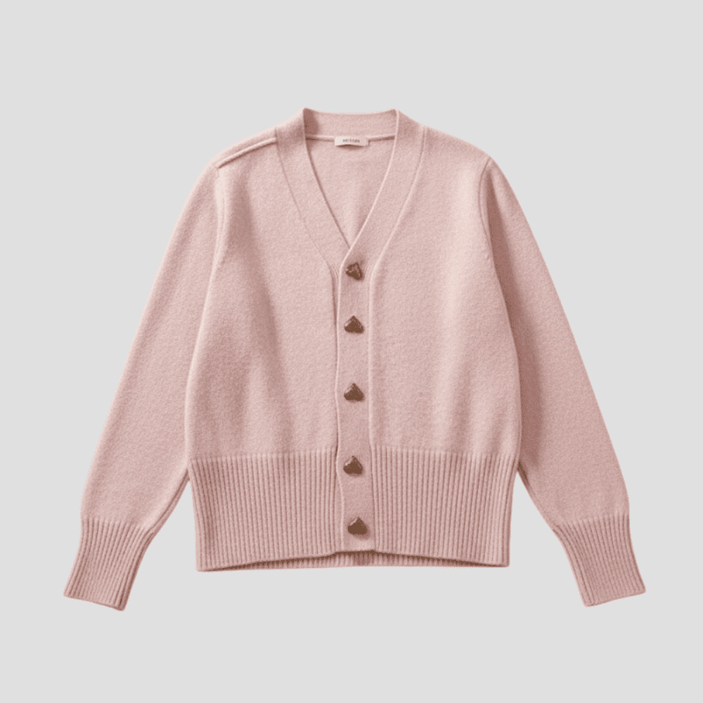 Women's Cozy Knit Cardigan with Heart Buttons