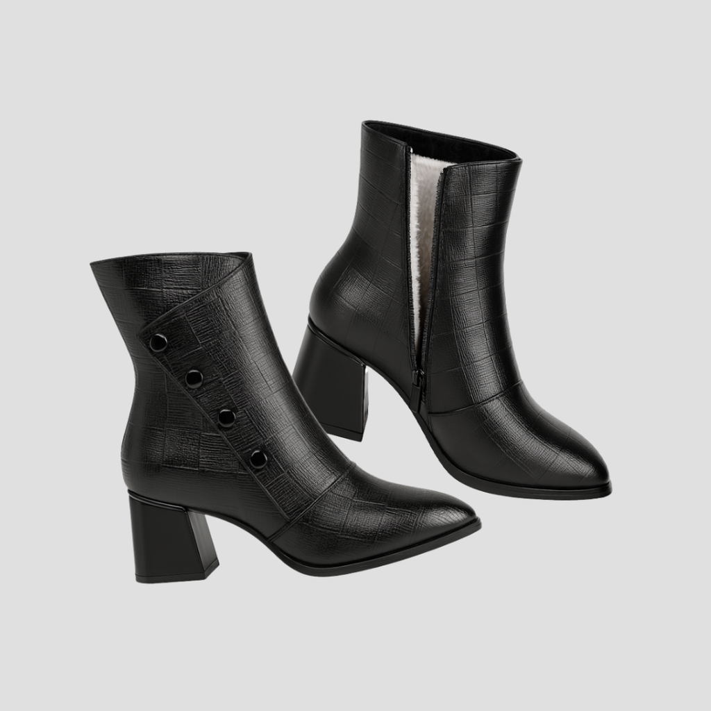  Women's Faux Leather Fleece-Lined Ankle Boots