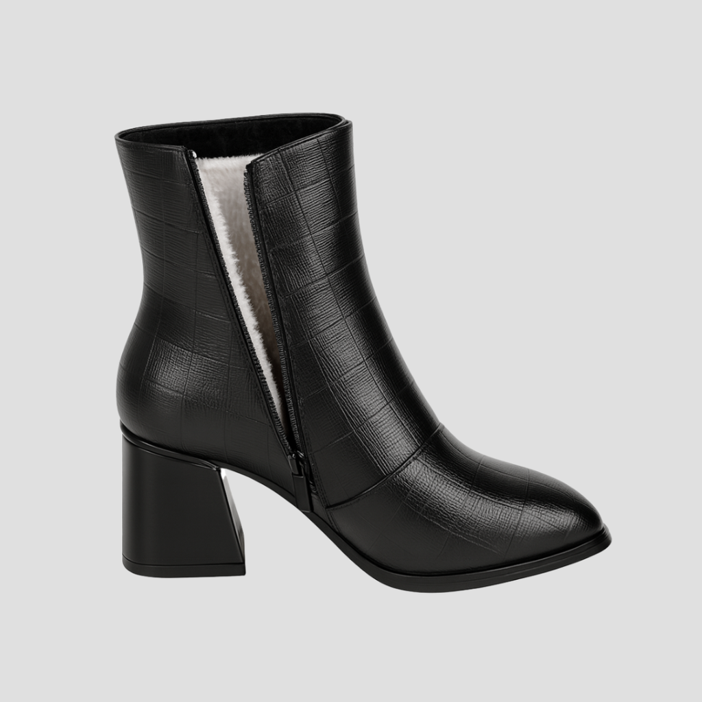  Women's Faux Leather Fleece-Lined Ankle Boots