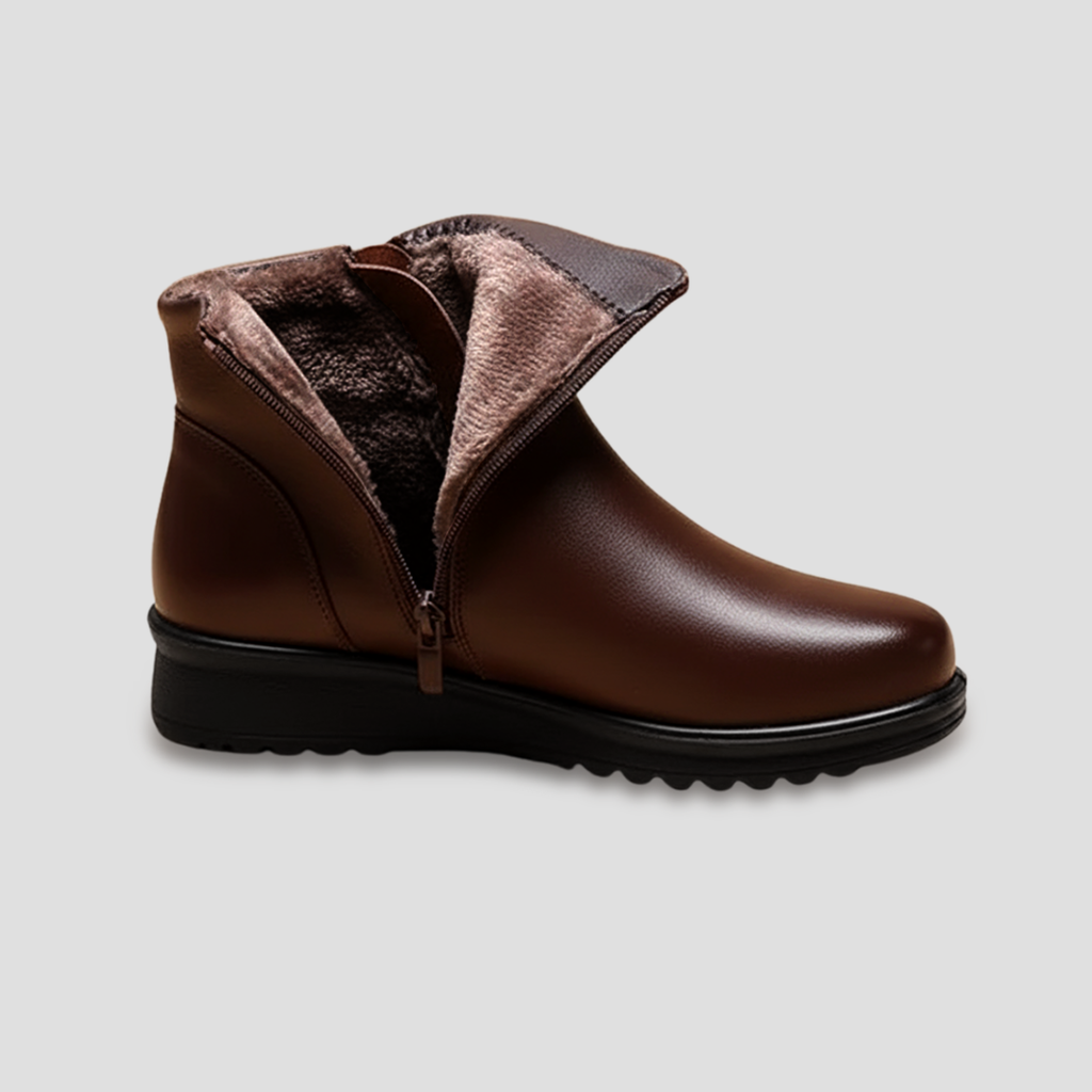  Women's Faux Leather Fur-Lined Ankle Boots