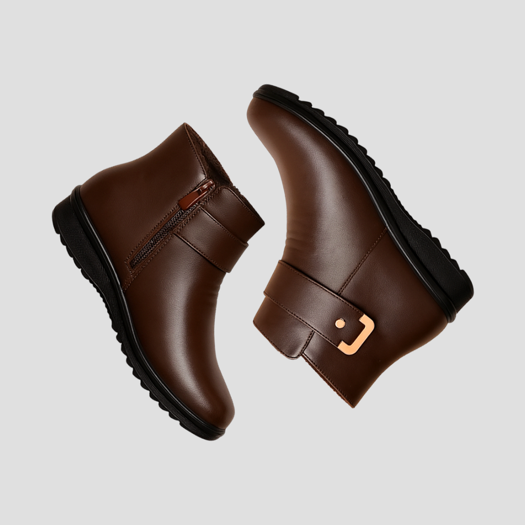  Women's Faux Leather Fur-Lined Ankle Boots