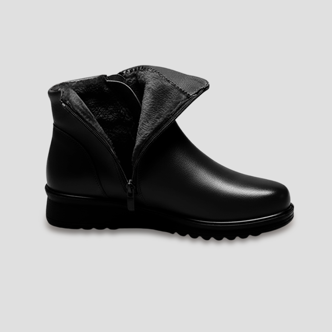  Women's Faux Leather Fur-Lined Ankle Boots