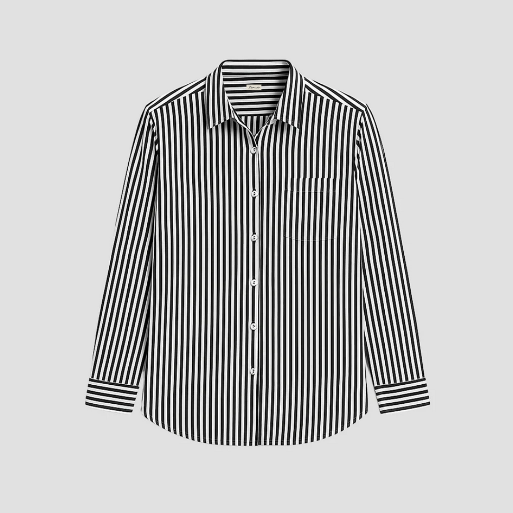  Women's Long Sleeve Striped Button-Up Blouse
