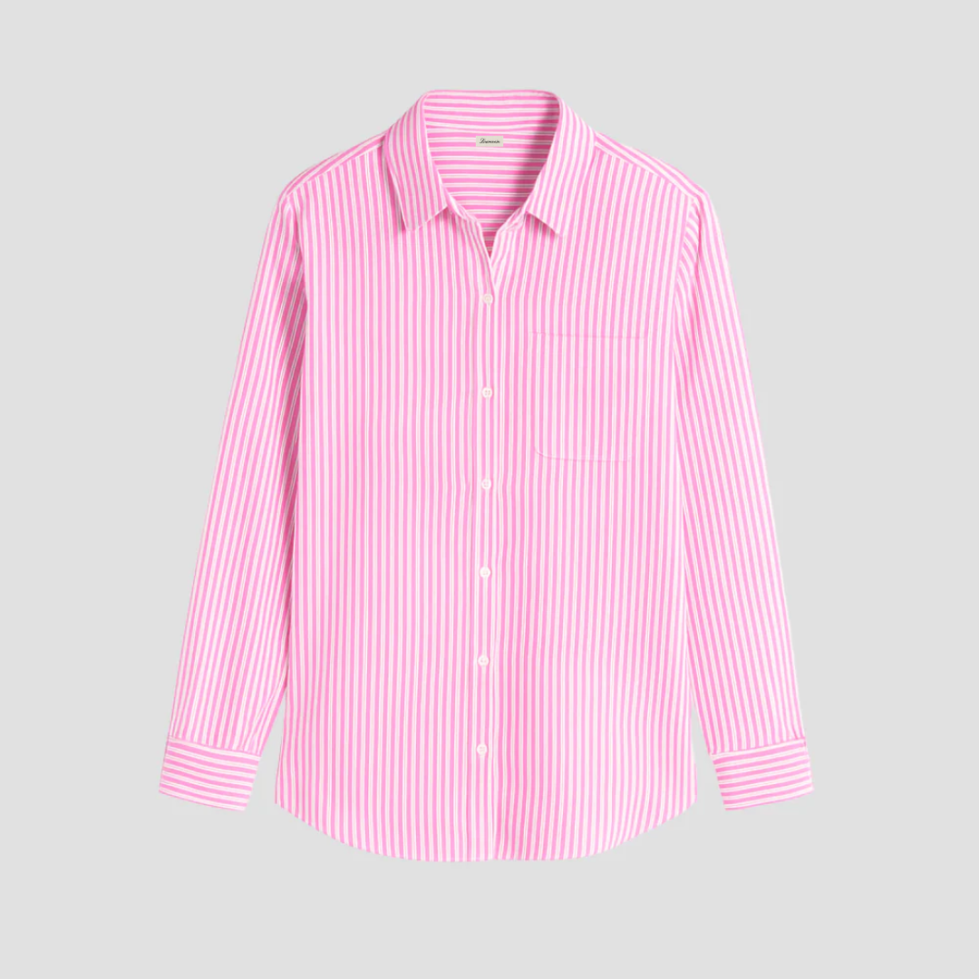  Women's Long Sleeve Striped Button-Up Blouse