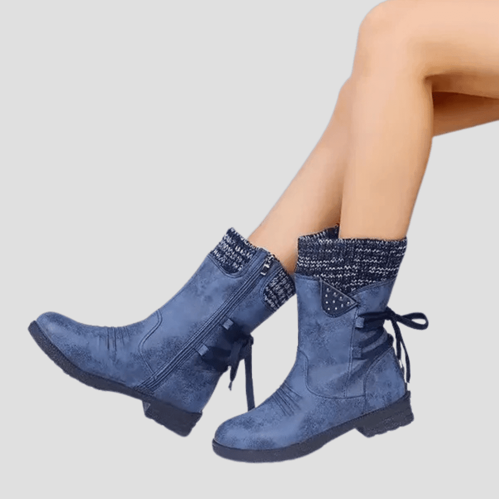 Women's Mid Calf Knit Cuff Boots