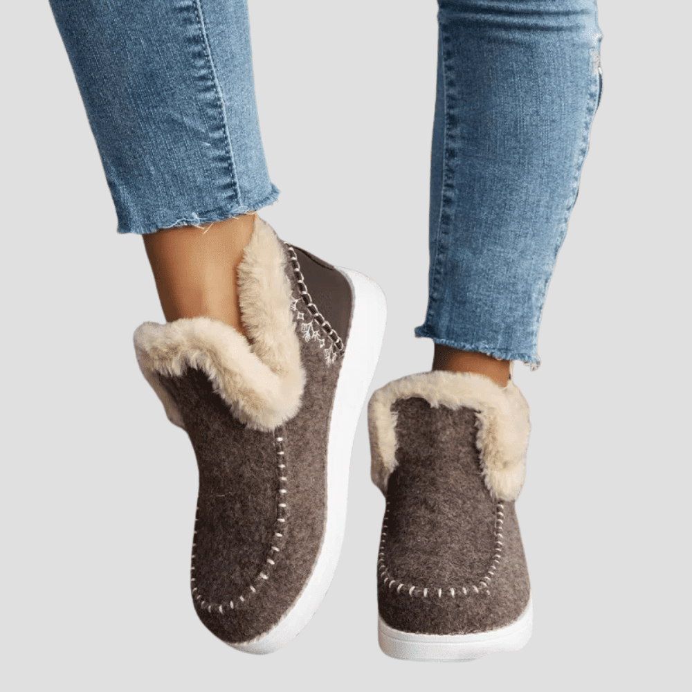Women's Warm Lined Soft Pluche Slip-On Boots