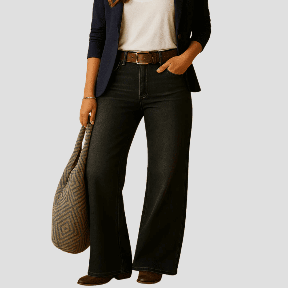 Women's Wide Leg High Waist Flair Denim Jeans